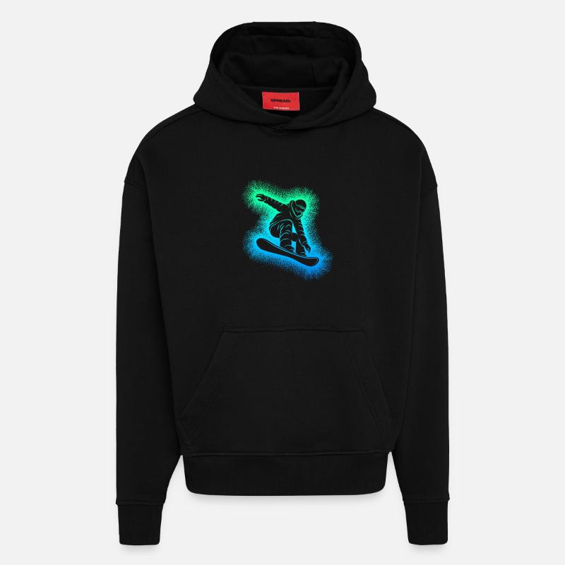 Snowboard Snowboarder Snowboarding - Sweat à capuche bio épais oversize fabriqué en UE - SOLID BLACK