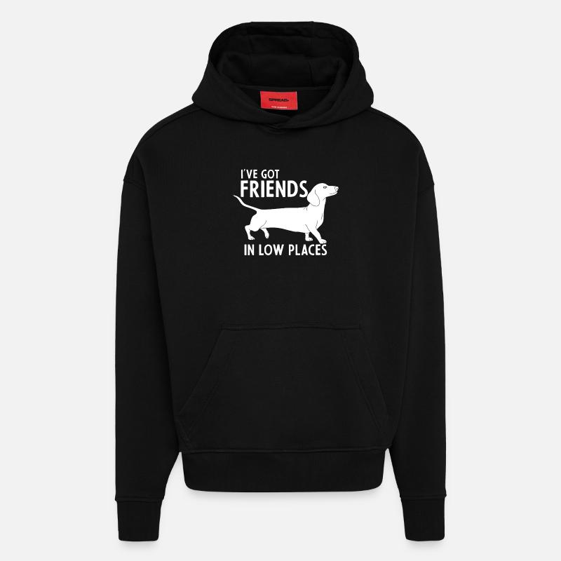 Teckel dans les Basses Places - Sweat à capuche bio épais oversize fabriqué en UE - SOLID BLACK