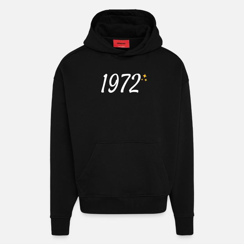 1972 - Sweat à capuche bio épais oversize fabriqué en UE - SOLID BLACK