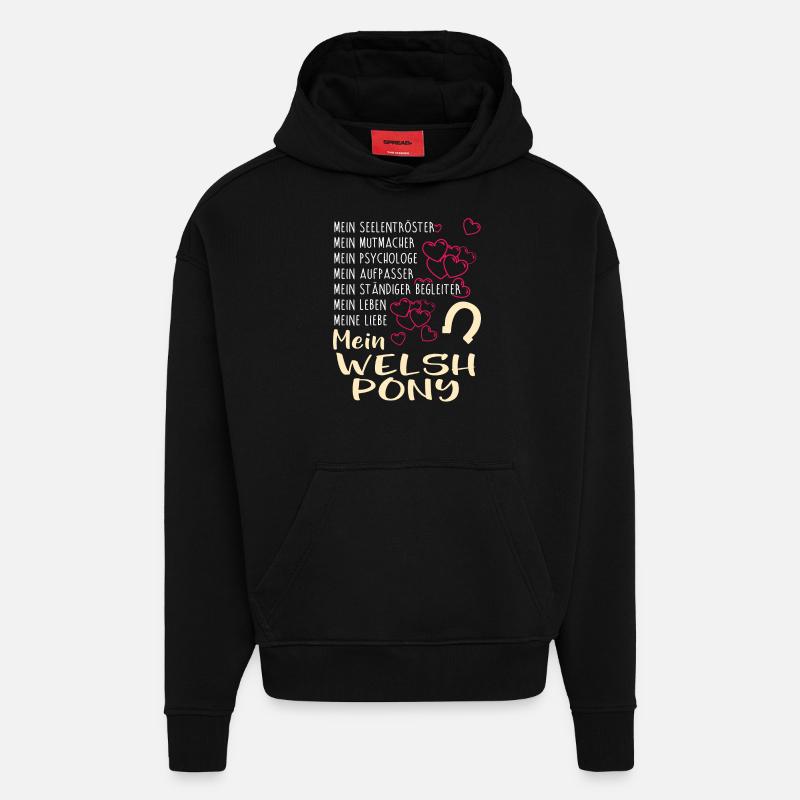 WELSH-PONY -Katze - Hoodie- made by SPREAD  - SOLID BLACK