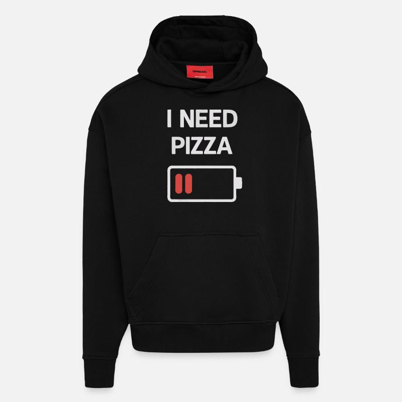 Pizza Italie Restauration rapide - Sweat à capuche bio épais oversize fabriqué en UE - SOLID BLACK