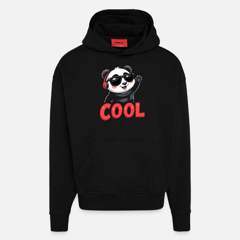 cooler Panda - Hoodie- made by SPREAD  - SOLID BLACK