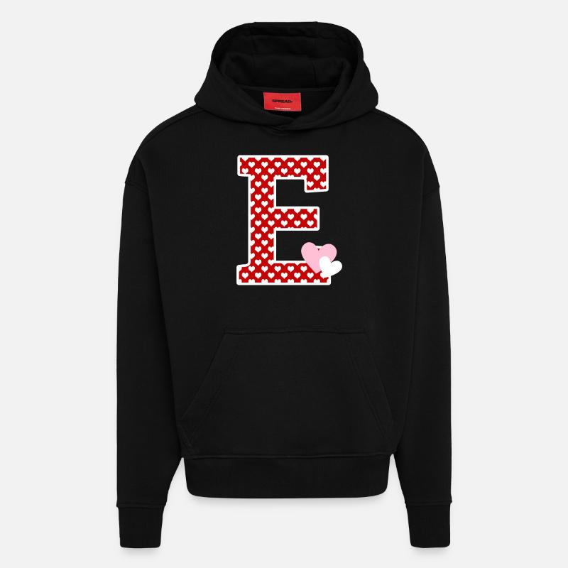 Buchstabe E Herz - Hoodie- made by SPREAD  - SOLID BLACK