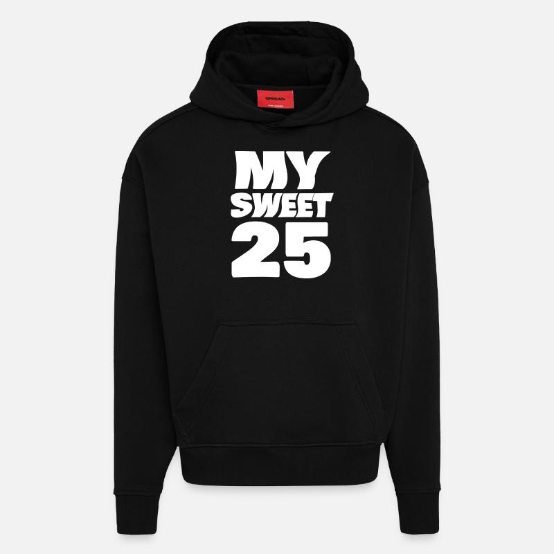 Âge 25 - Sweat à capuche bio épais oversize fabriqué en UE - SOLID BLACK