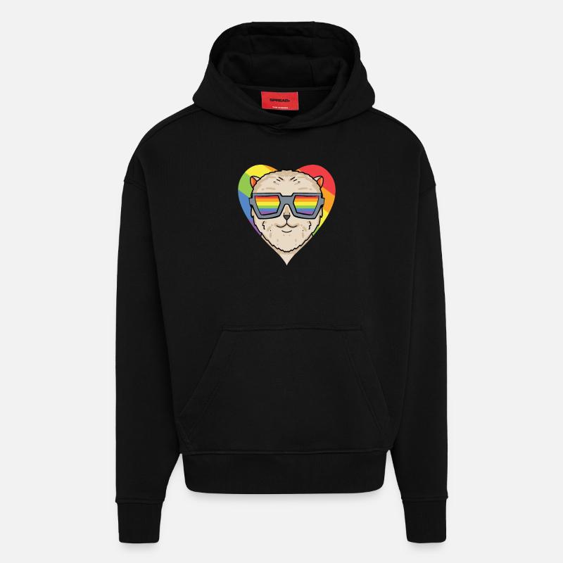Chien LGBT Nain Spitz Rainbow - Sweat à capuche bio épais oversize fabriqué en UE - SOLID BLACK