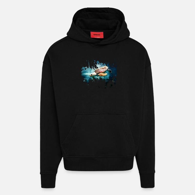 Petcontest tortue - Sweat à capuche bio épais oversize fabriqué en UE - SOLID BLACK