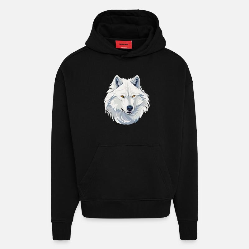 White Wolf - Hoodie- made by SPREAD  - SOLID BLACK