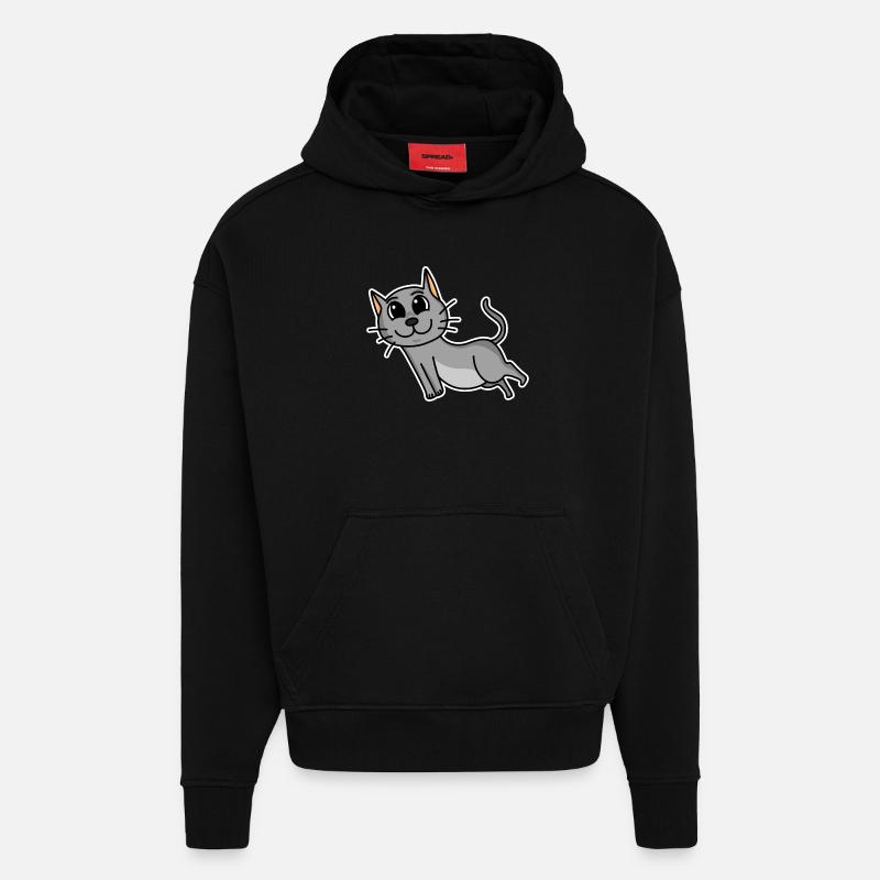 Chat - Sweat à capuche bio épais oversize fabriqué en UE - SOLID BLACK