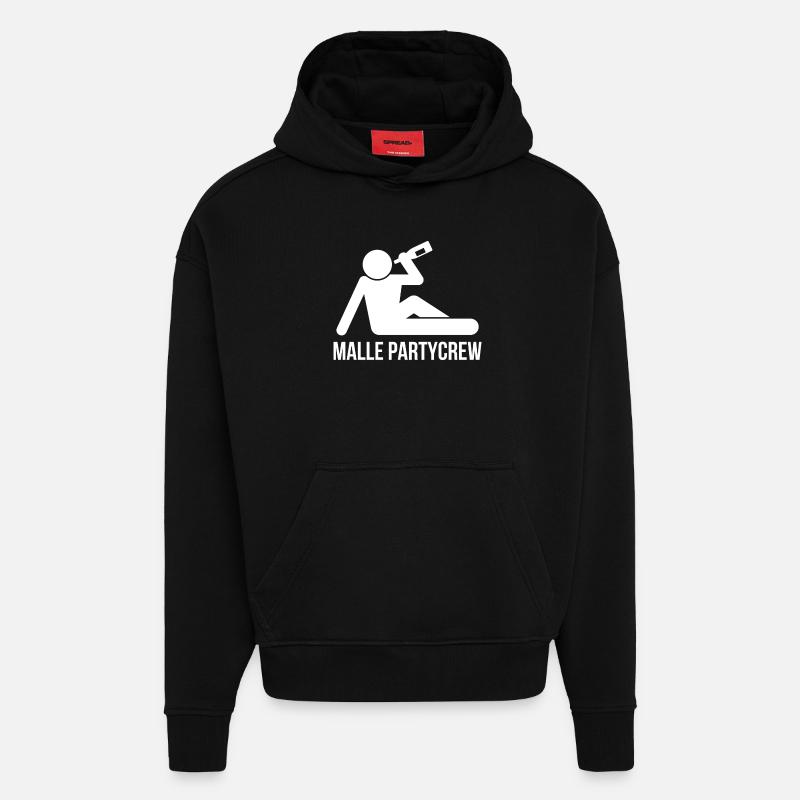 Malle Party Crew - Sweat à capuche bio épais oversize fabriqué en UE - SOLID BLACK