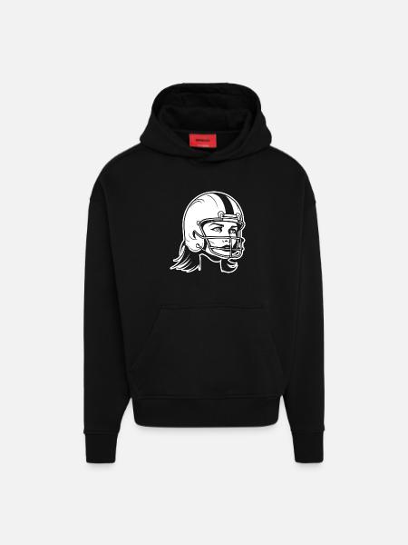American football player - Hoodie- made by SPREAD  - SOLID BLACK
