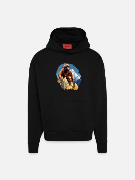 Monkey Mountaineer / Hiking Monkey - Hoodie- made by SPREAD  - SOLID BLACK