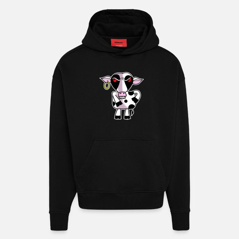 Vache en colère - Sweat à capuche bio épais oversize fabriqué en UE - SOLID BLACK
