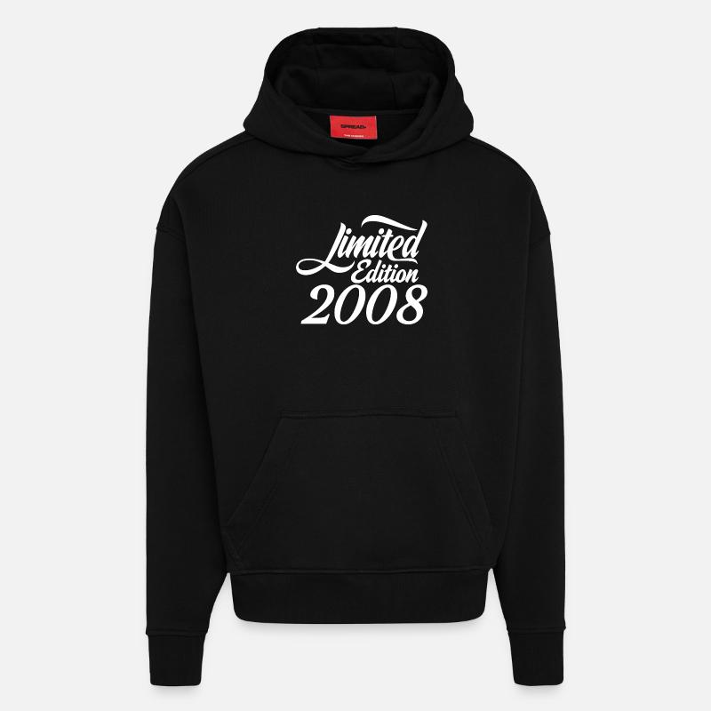 Édition limitée 2008 Lettrage rétro - Sweat à capuche bio épais oversize fabriqué en UE - SOLID BLACK