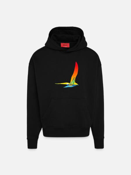 Der Vogel und das Segelboot - Hoodie- made by SPREAD - SOLID BLACK