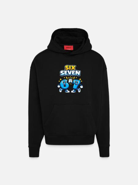Nummer 67 Seks Syv - 6 7 Memes - Heavyweight oversized organic hoodie made in EU - SOLID BLACK