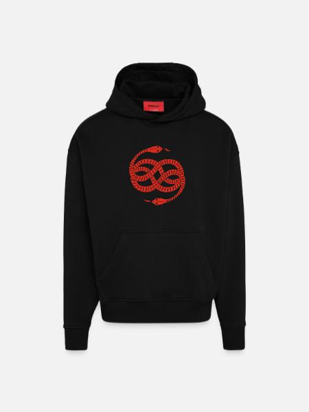 Unendliche Rote Schlangen - Hoodie- made by SPREAD  - SOLID BLACK