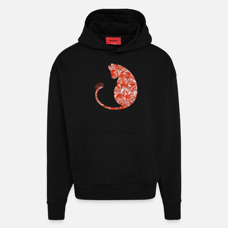 chat à vélo e 231 - Sweat à capuche bio épais oversize fabriqué en UE - SOLID BLACK
