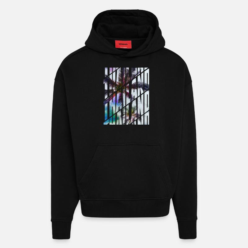 Thaïlande - Sweat à capuche bio épais oversize fabriqué en UE - SOLID BLACK