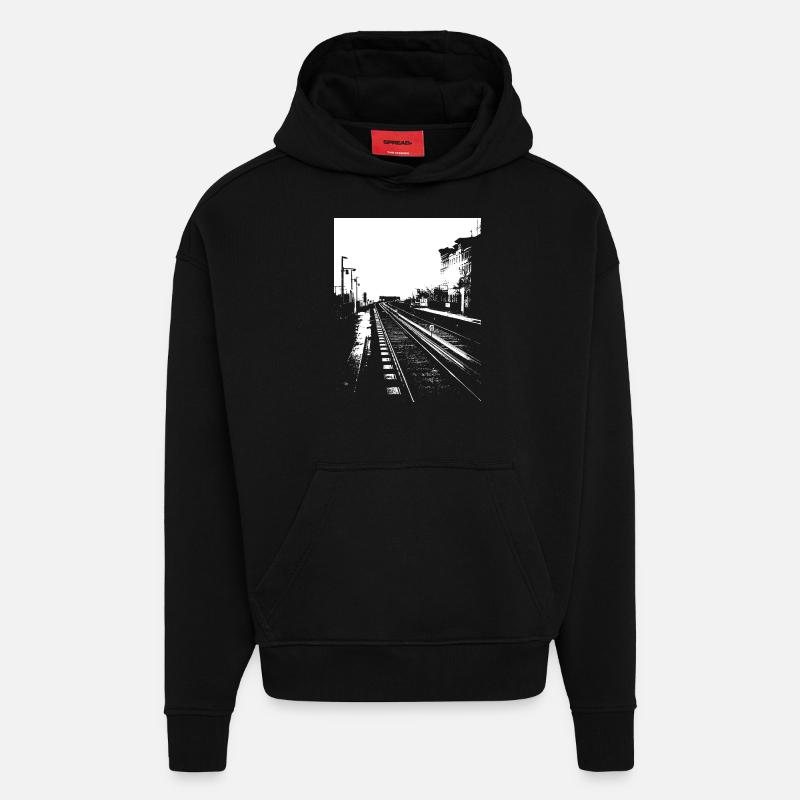 U-Bahn - Hoodie- made by SPREAD  - SOLID BLACK