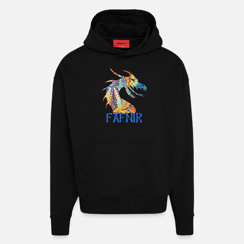 drache fafnir e 120 - Sweat à capuche bio épais oversize fabriqué en UE - SOLID BLACK
