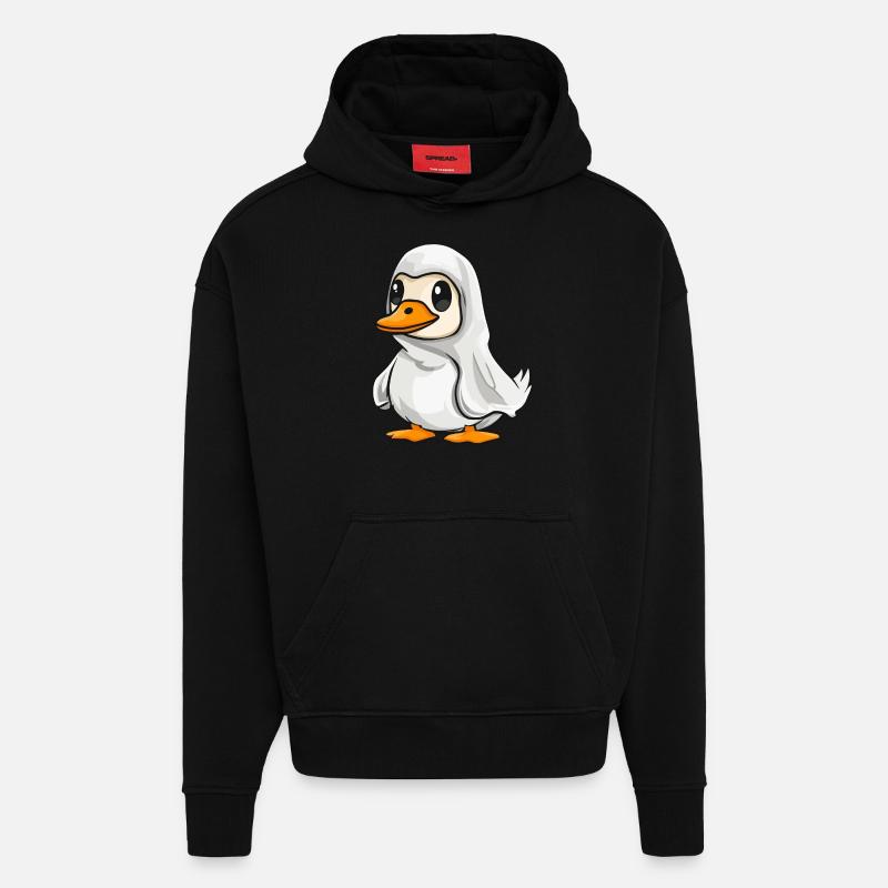 Goose Halloween Comic Ghost - Hoodie- made by SPREAD  - SOLID BLACK
