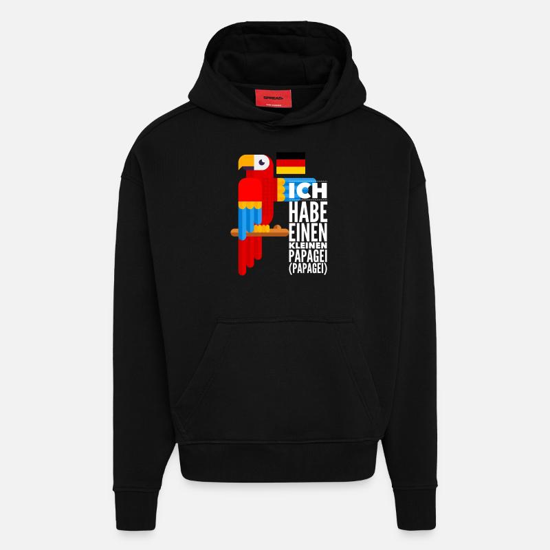 Perroquet - Sweat à capuche bio épais oversize fabriqué en UE - SOLID BLACK