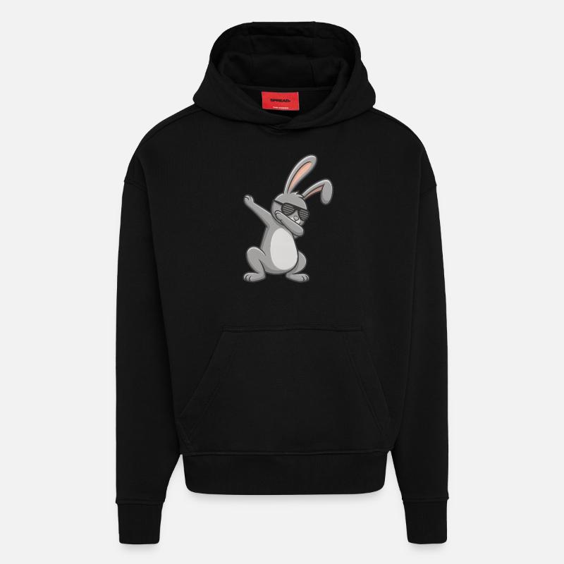 Lapin de Pâques Dab Pâques - Sweat à capuche bio épais oversize fabriqué en UE - SOLID BLACK