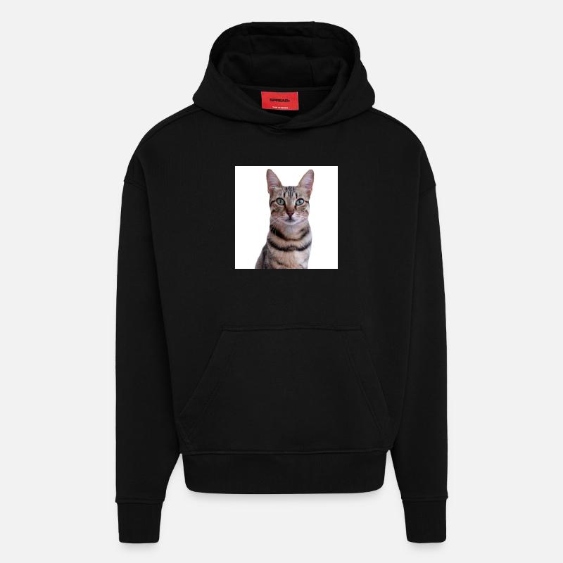 Chat chat chaton doux - Sweat à capuche bio épais oversize fabriqué en UE - SOLID BLACK