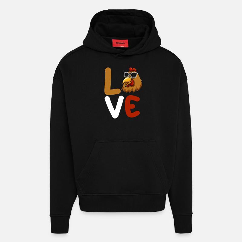 Poules Poule - Sweat à capuche bio épais oversize fabriqué en UE - SOLID BLACK