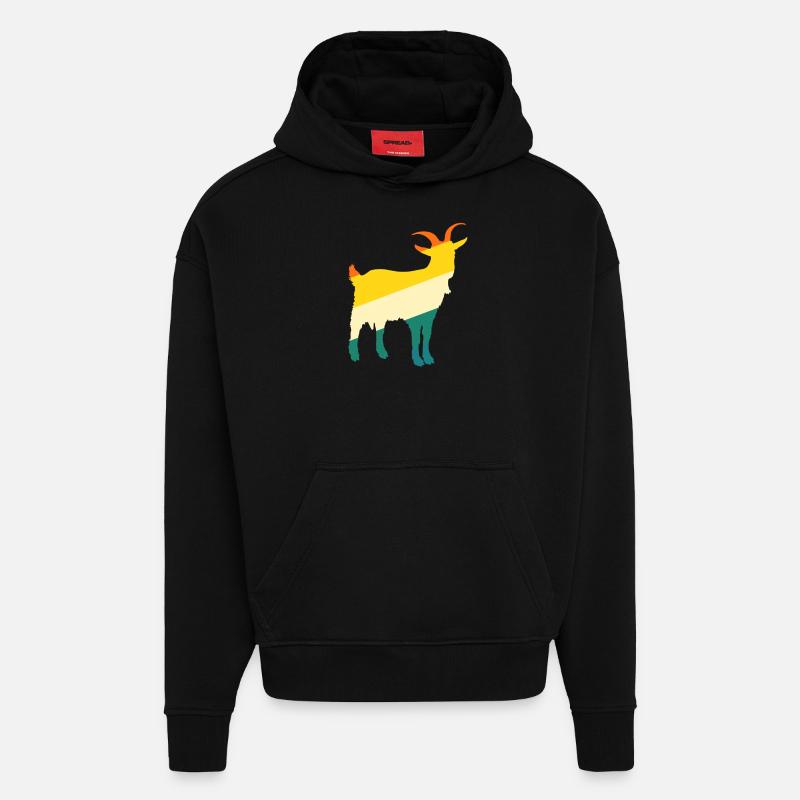 Chèvres - Sweat à capuche bio épais oversize fabriqué en UE - SOLID BLACK