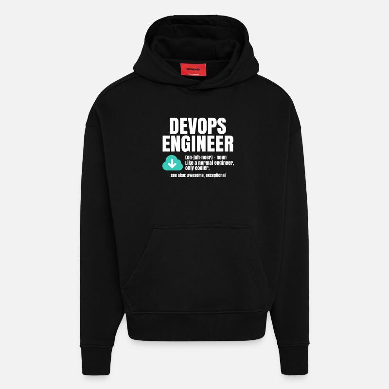 Ingénieur Devops - Sweat à capuche bio épais oversize fabriqué en UE - SOLID BLACK