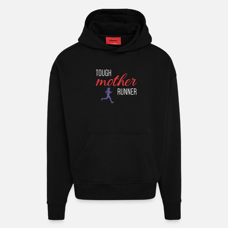 Mère coureuse coriace - Sweat à capuche bio épais oversize fabriqué en UE - SOLID BLACK
