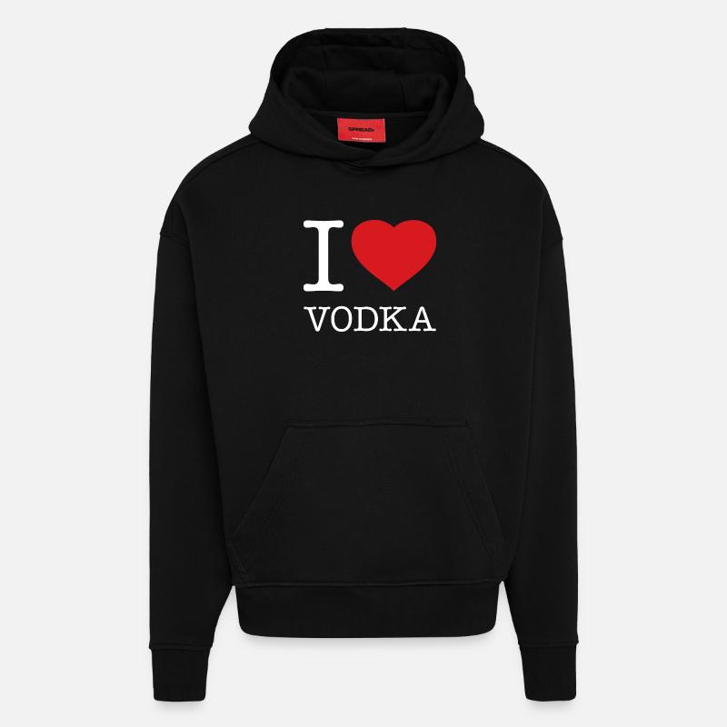 J’ADORE LA VODKA - Sweat à capuche bio épais oversize fabriqué en UE - SOLID BLACK