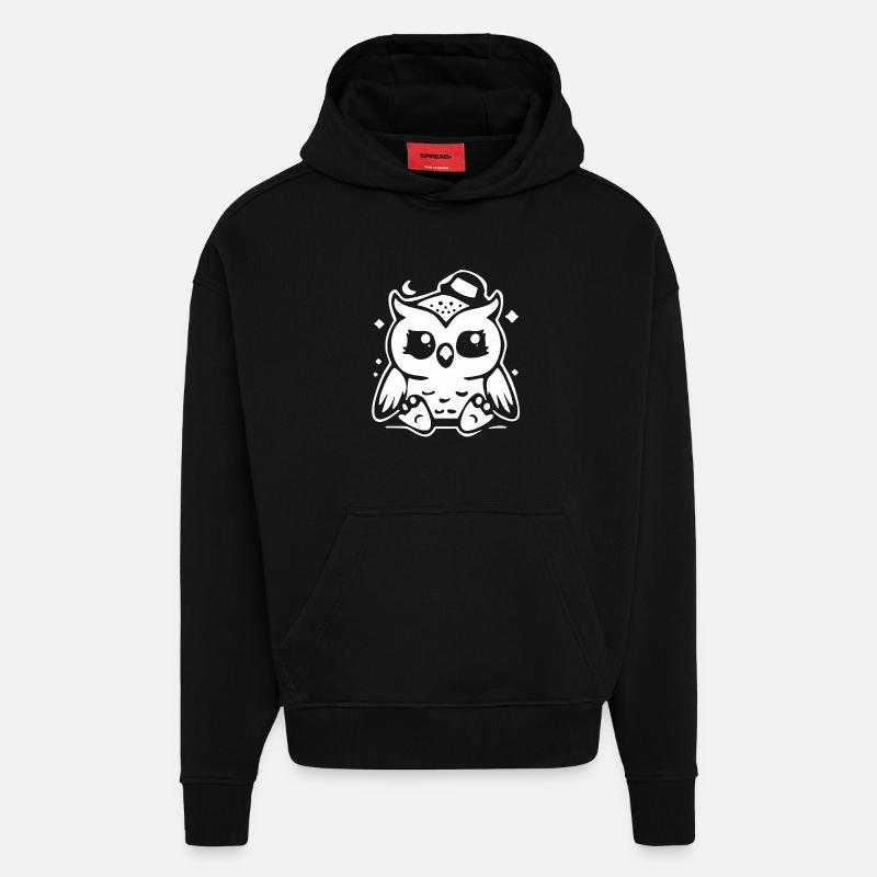 Niedliche Eulenfigur mit Hut - Hoodie- made by SPREAD - SOLID BLACK
