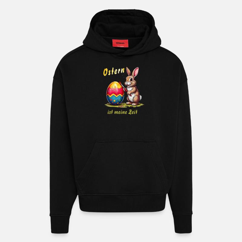 Pâques est mon heure - Sweat à capuche bio épais oversize fabriqué en UE - SOLID BLACK