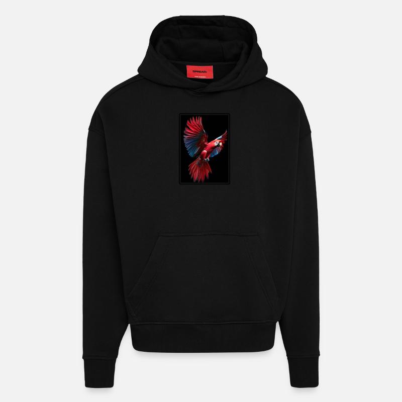 Perroquet Perroquet Perroquet - Sweat à capuche bio épais oversize fabriqué en UE - SOLID BLACK