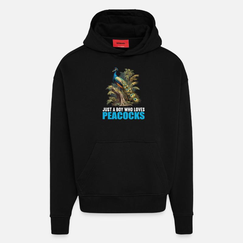 Peacocks Peacock - Hoodie- made by SPREAD - SOLID BLACK