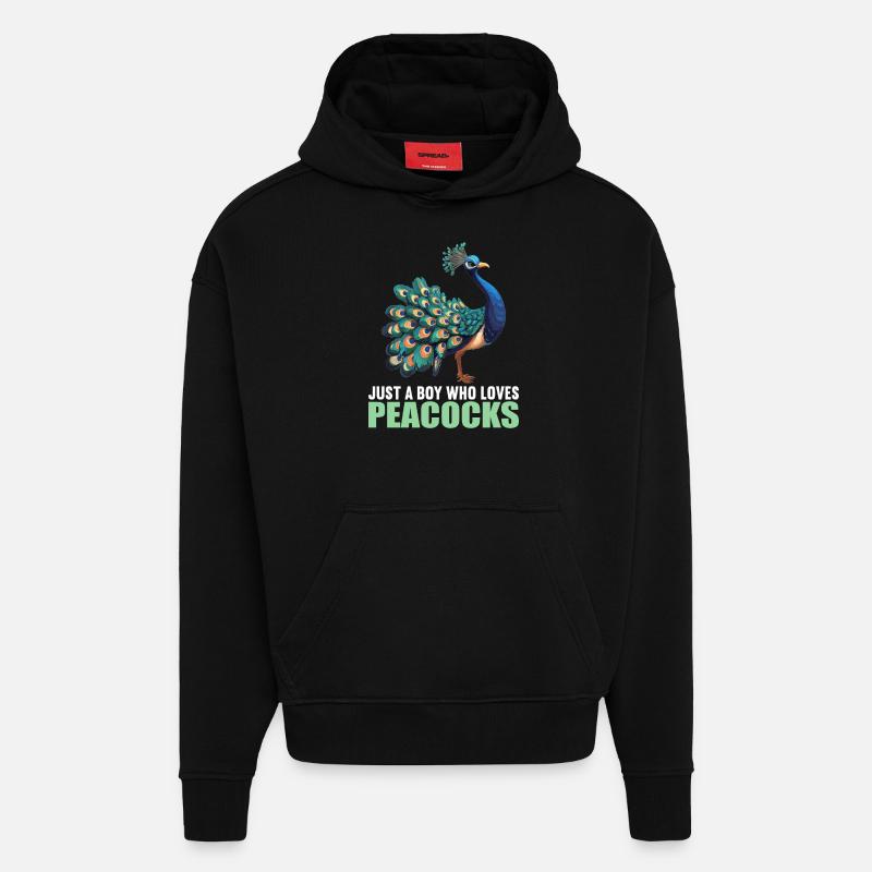 Peacocks Peacock - Hoodie- made by SPREAD - SOLID BLACK