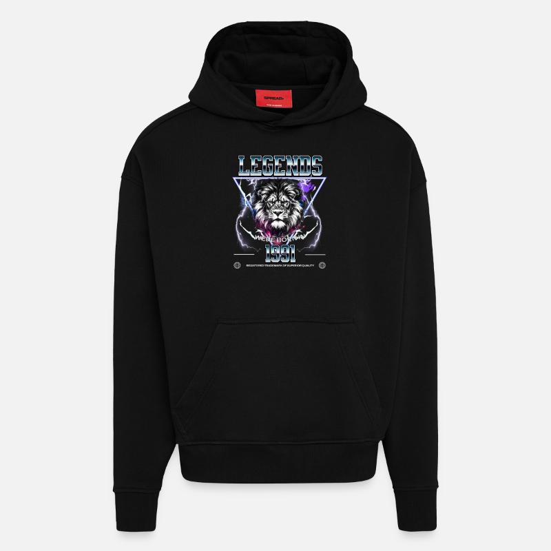 1991 Anniversaire Légende Leo - Sweat à capuche bio épais oversize fabriqué en UE - SOLID BLACK