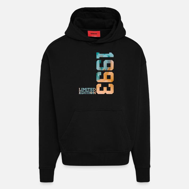 33E ANNIVERSAIRE ÉDITION LIMITÉE 1993 - Sweat à capuche bio épais oversize fabriqué en UE - SOLID BLACK