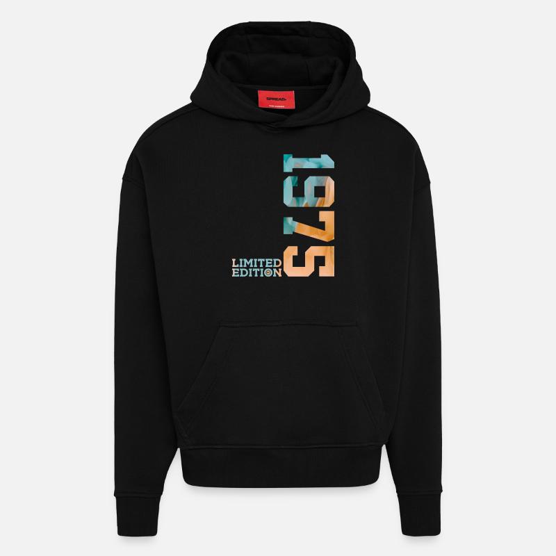 51E ANNIVERSAIRE ÉDITION LIMITÉE 1975 - Sweat à capuche bio épais oversize fabriqué en UE - SOLID BLACK