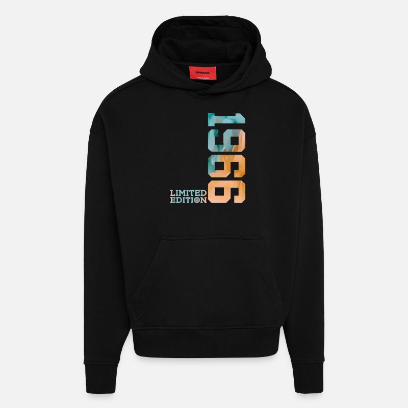 60E ANNIVERSAIRE ÉDITION LIMITÉE 1966 - Sweat à capuche bio épais oversize fabriqué en UE - SOLID BLACK