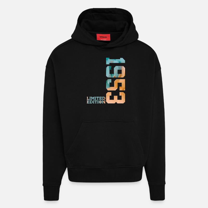 73E ANNIVERSAIRE ÉDITION LIMITÉE 1953 - Sweat à capuche bio épais oversize fabriqué en UE - SOLID BLACK