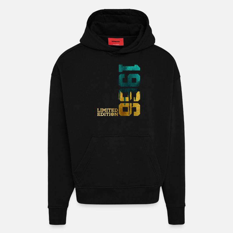 60E ANNIVERSAIRE ÉDITION LIMITÉE 1966 - Sweat à capuche bio épais oversize fabriqué en UE - SOLID BLACK