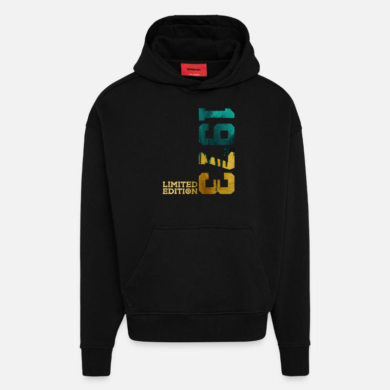 53E ANNIVERSAIRE ÉDITION LIMITÉE 1973 - Sweat à capuche bio épais oversize fabriqué en UE - SOLID BLACK