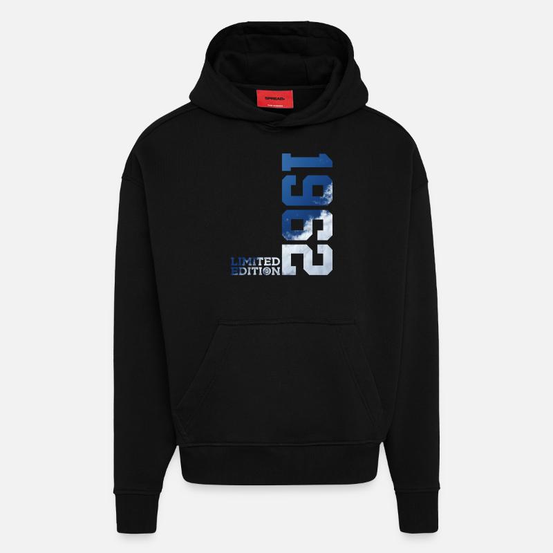 ÉDITION LIMITÉE 64E ANNIVERSAIRE 1962 - Sweat à capuche bio épais oversize fabriqué en UE - SOLID BLACK