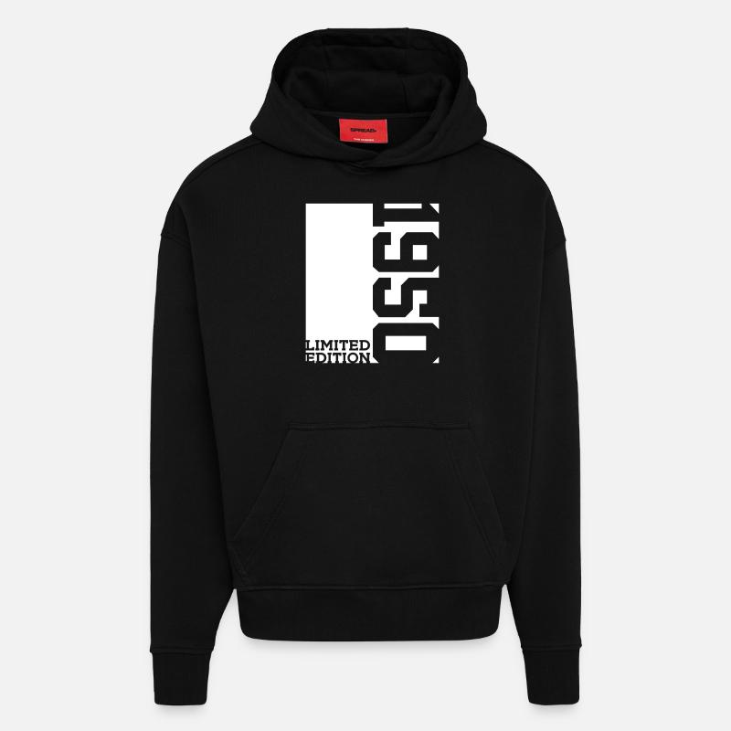 76E ANNIVERSAIRE ÉDITION LIMITÉE 1950 - Sweat à capuche bio épais oversize fabriqué en UE - SOLID BLACK