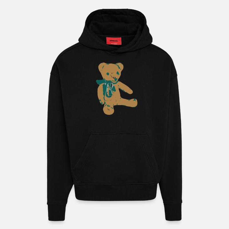 teddybaer teddy - Hoodie- made by SPREAD  - SOLID BLACK