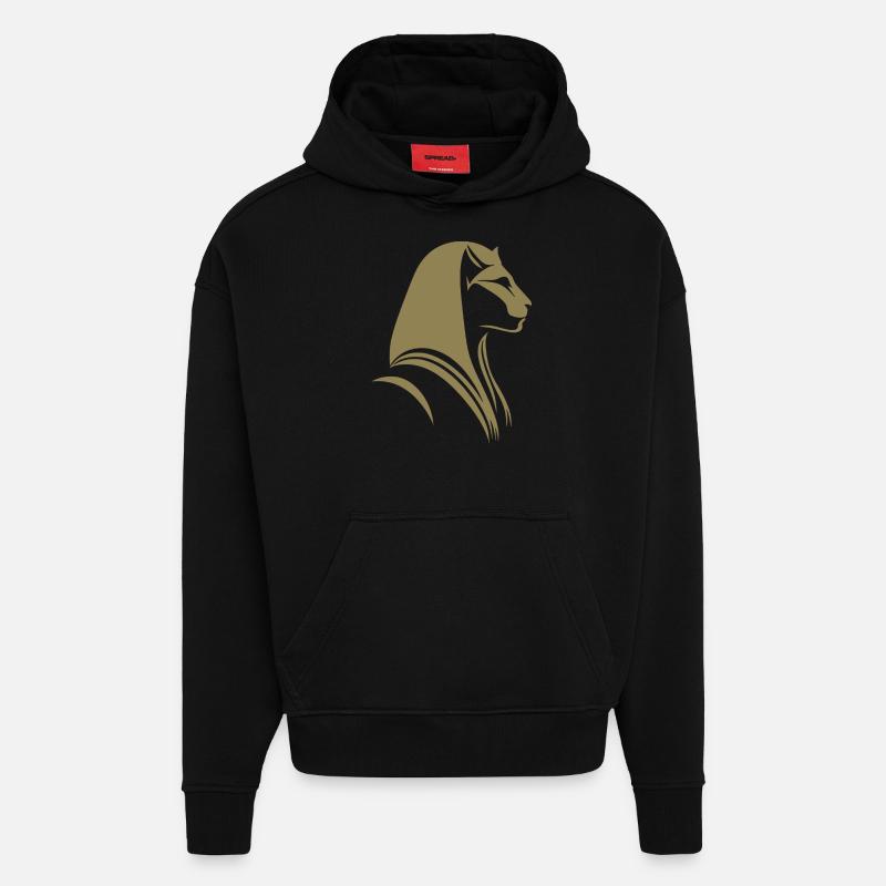 Cat Egypt Pharaoh Silhouette - Hoodie- made by SPREAD  - SOLID BLACK