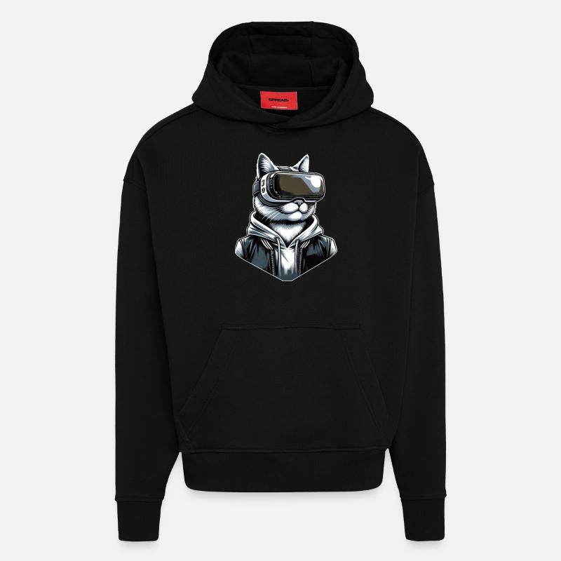 Katze VR-Brille Virtual Reality - Hoodie- made by SPREAD - SOLID BLACK